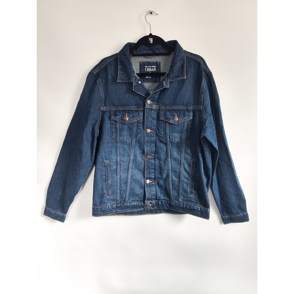 We The Free Jacket Large Trucker Denim Jean Blue Baggy Oversized Y2k 90s Grunge
